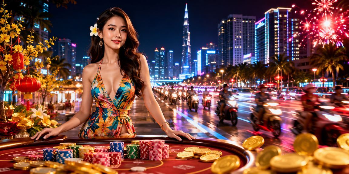 Cảnh neon sòng bài và cá cược về đêm tại TP. Hồ Chí Minh
