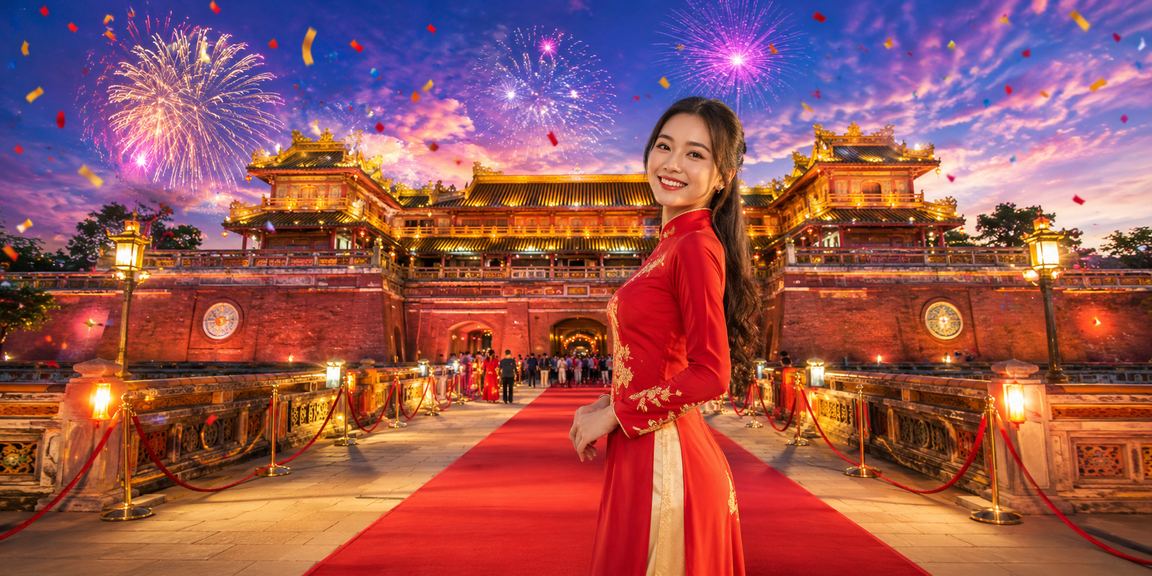 Người phụ nữ mặc áo dài tại Huế sử dụng ứng dụng casino trên điện thoại